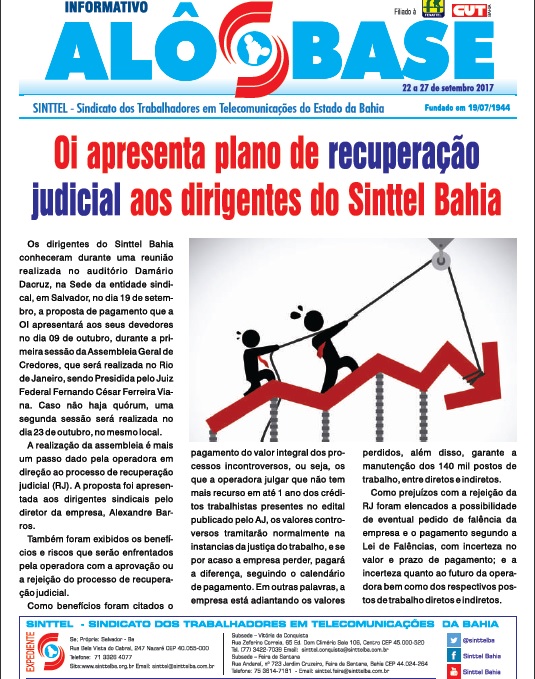 Oi apresenta plano de recuperação judicial aos dirigentes do Sinttel Bahia